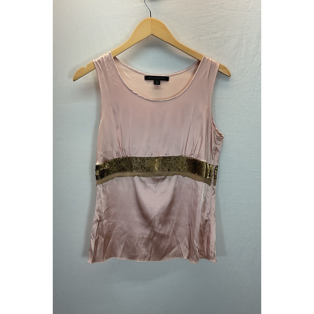 Express Design Studio Pink Satin Tank Babydoll Sequin Size M Made in Italy Y2K